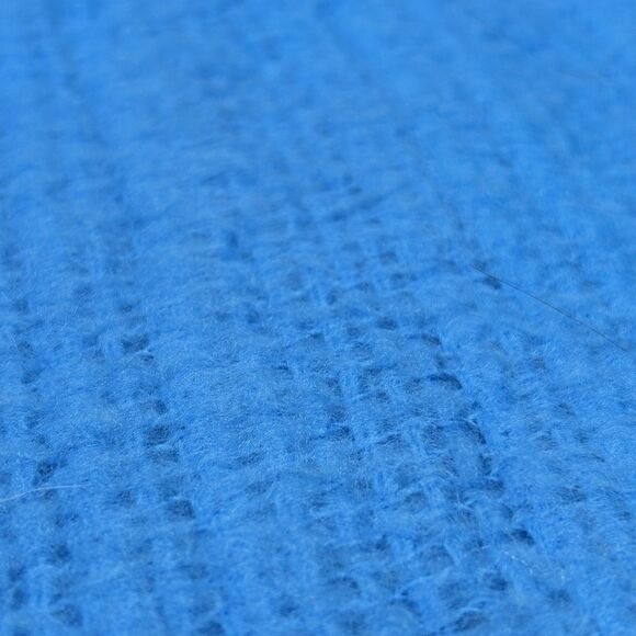 Vintage Satin Edge Blanket Bedspread Blue Waffle Weave Full Size 84 X 86 Soft - Picture 7 of 12